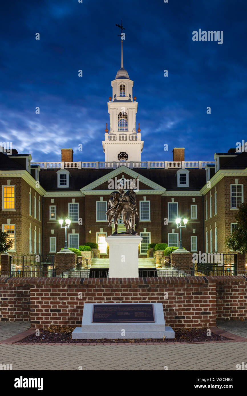 USA, New York, Dover, législatif Hall, Delaware State House, dusk Banque D'Images