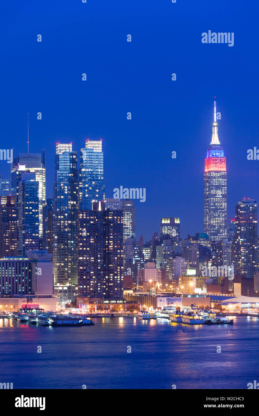 USA, New York, New York, Manhattan et l'Empire State Building de Weehawken, New Jersey Banque D'Images