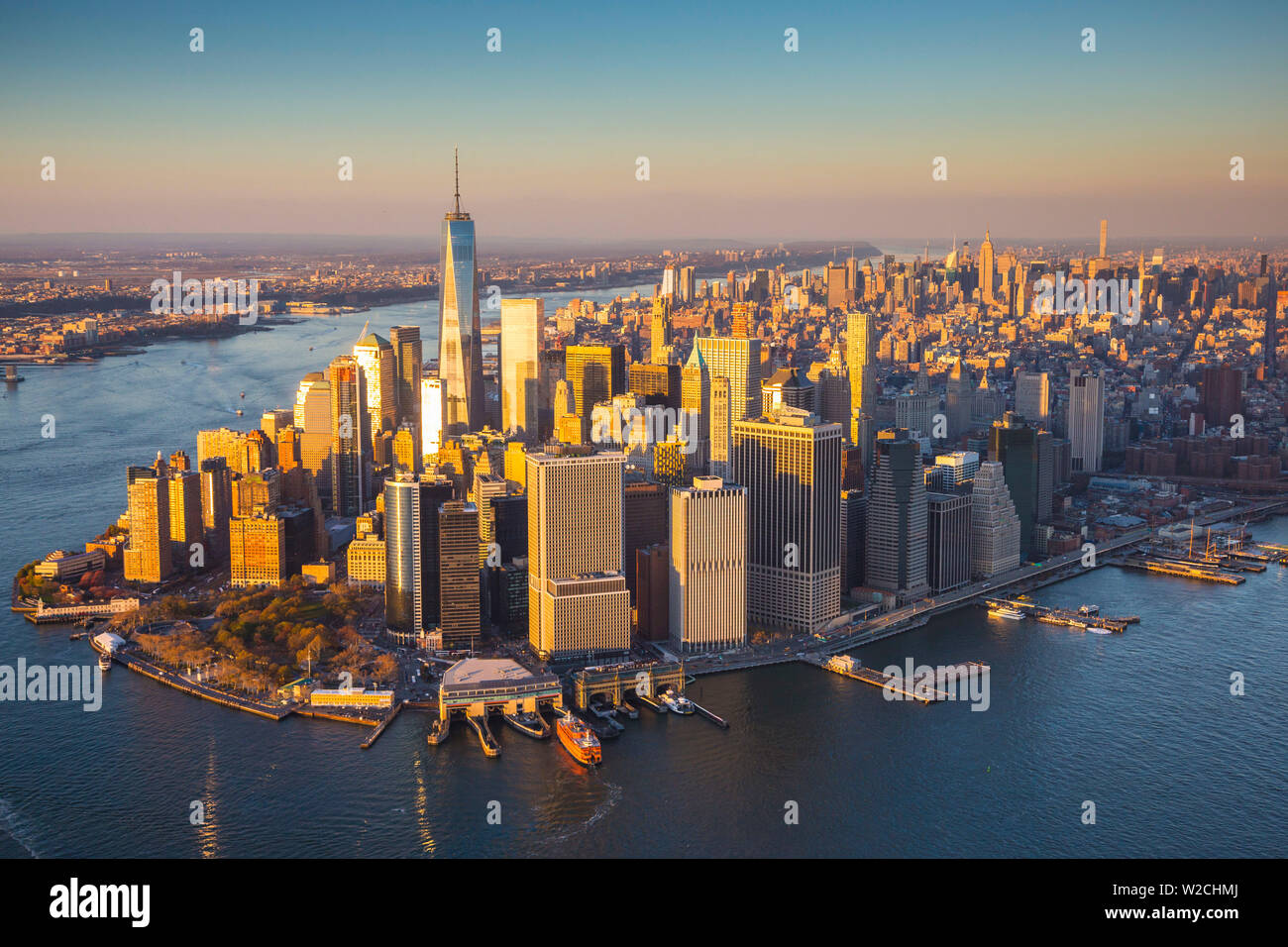 One World Trade Center et le Lower Manhattan, New York City, New York, USA Banque D'Images