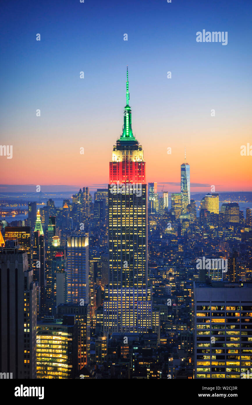 USA, New York, New York City, Empire State Building et Manhattan Skyline Banque D'Images