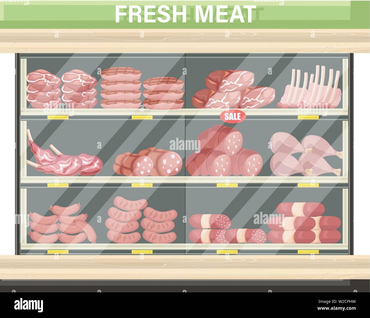 Ensemble de la viande est vecteur d'achat. Le pastrami, de salami et de style télévision saussage Illustration de Vecteur