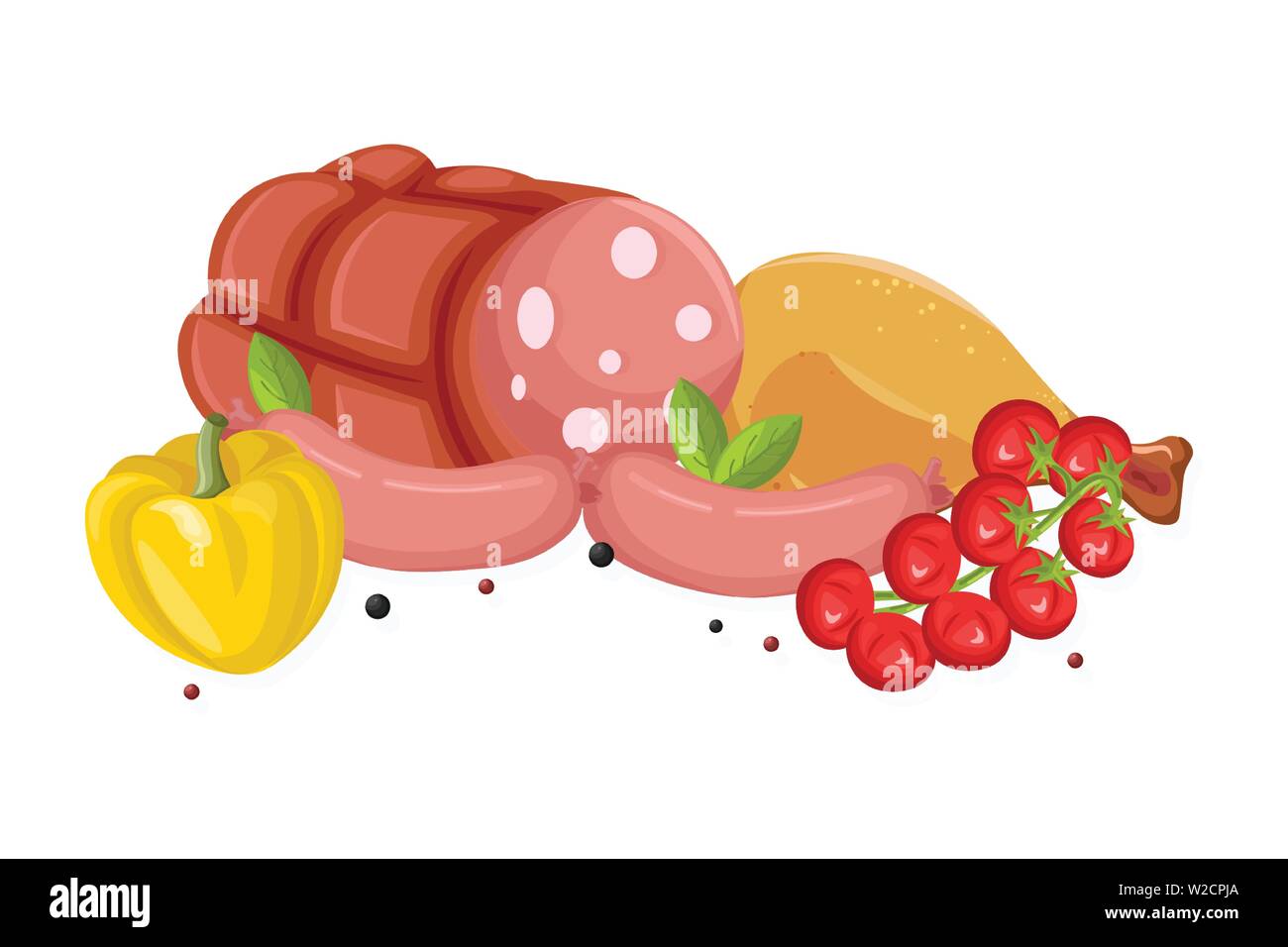 Vecteur de la viande. Le pastrami, de salami et de style télévision saussage Illustration de Vecteur
