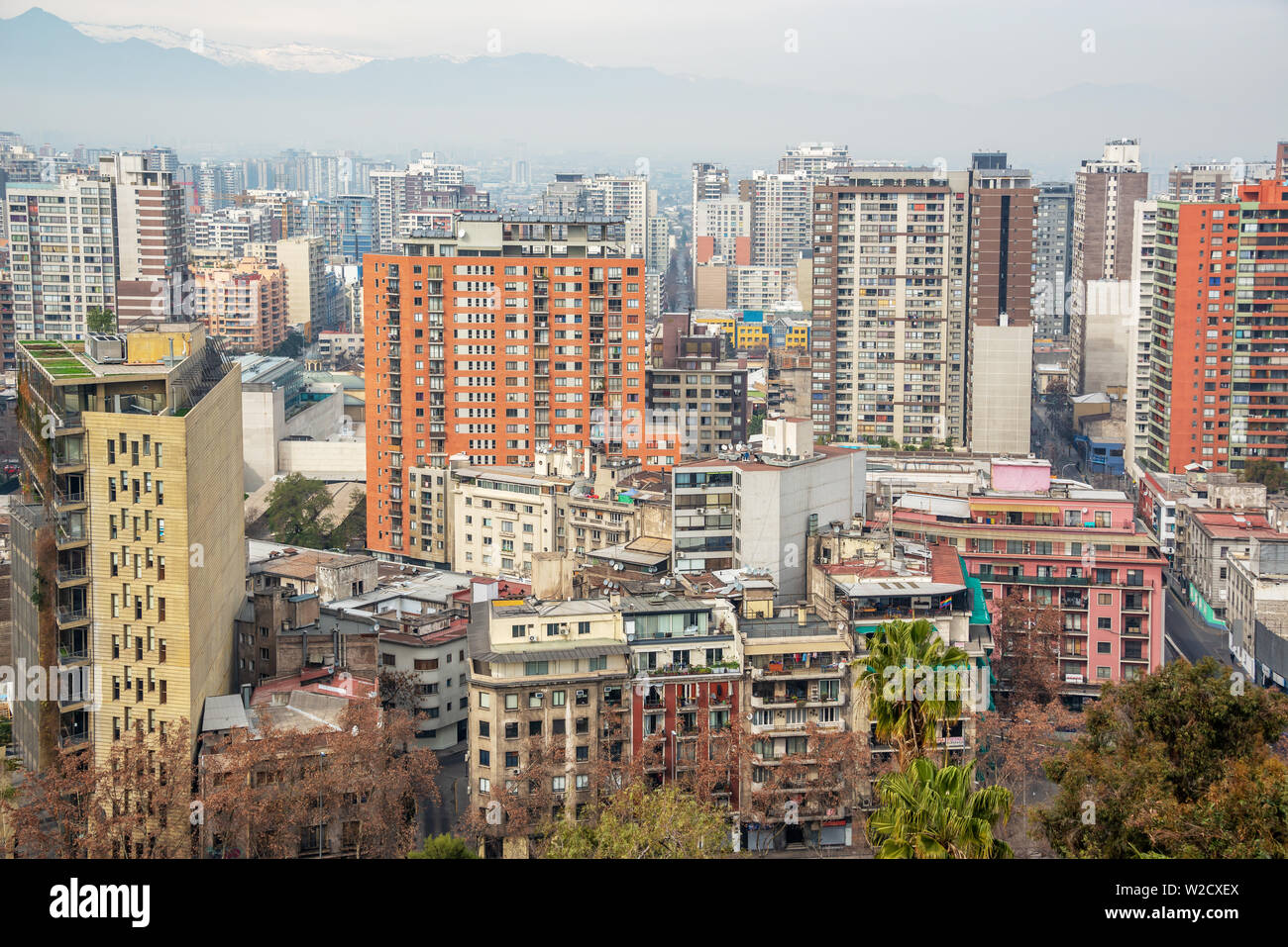 Vue aérienne de la ville de Santiago, Chili Banque D'Images