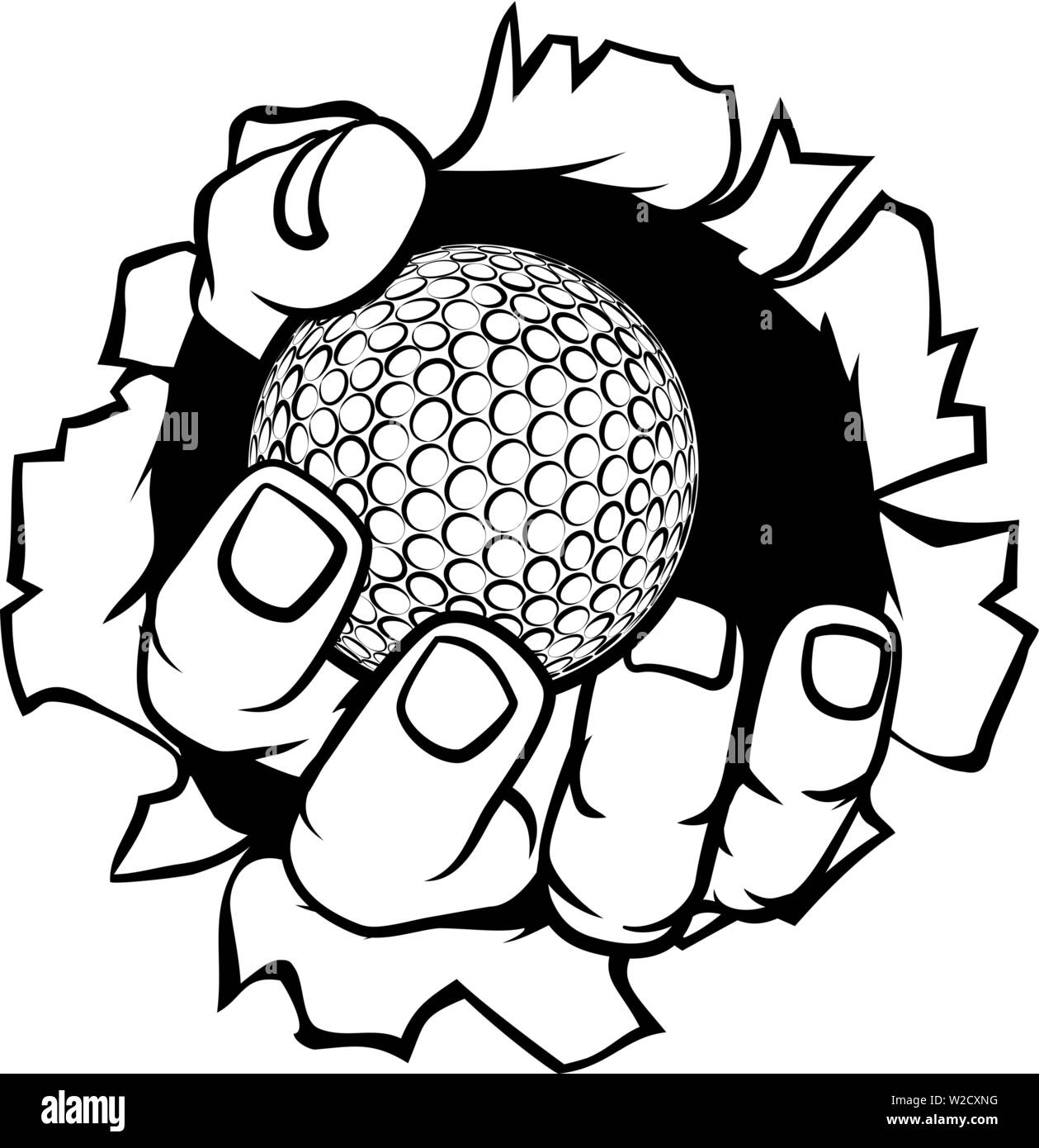 Balle de Golf fond déchire la main Illustration de Vecteur
