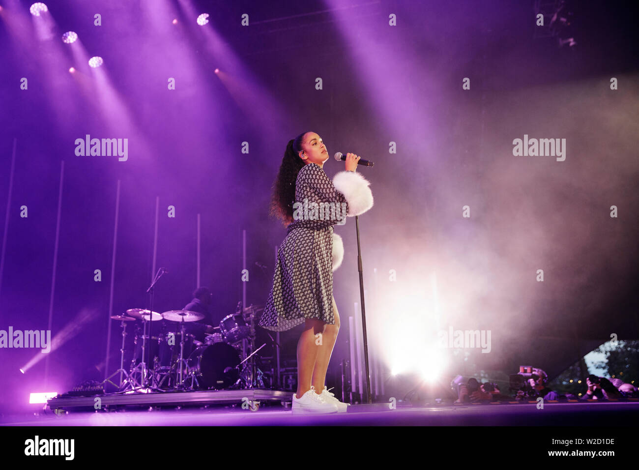 Roskilde, Danemark. Juillet 06th, 2019. La chanteuse et parolière Jorja Smith effectue un concert live au cours de la Danish music festival Festival de Roskilde en 2019. (Photo crédit : Gonzales Photo - Martin Faelt) Banque D'Images