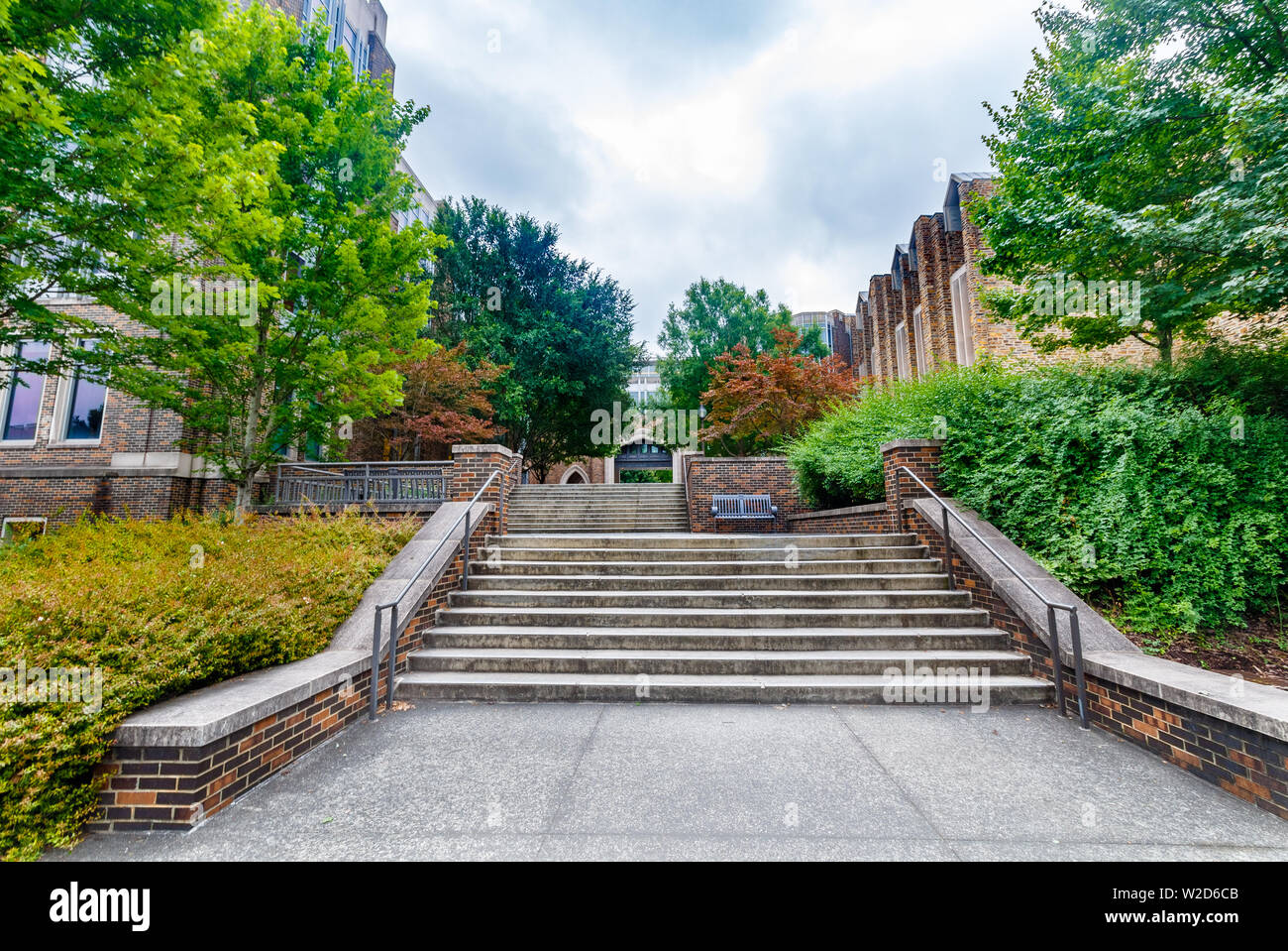 DURHAM, NC, USA - Le 18 juin : Bâtiment Langues et William R. Perkins Library le 18 juin 2017 de l'Université Duke de Durham, Caroline du Nord. Banque D'Images