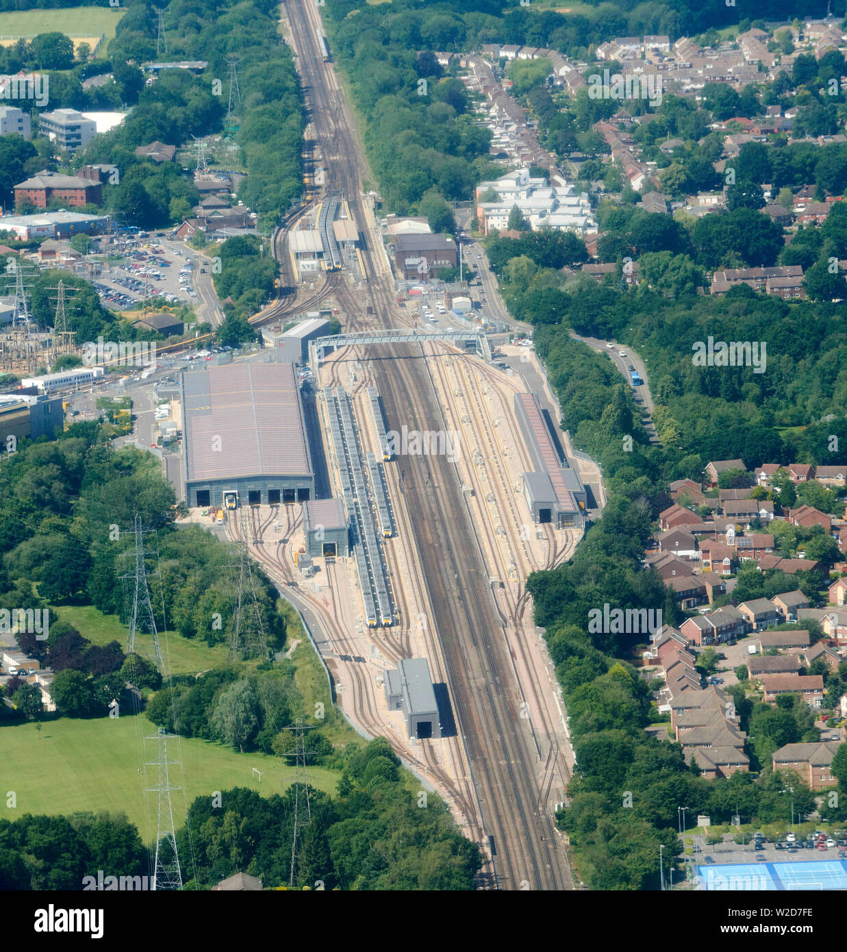 Siemens et Govia ferroviaire Thameslink de neuf, construit trois ponts train depot à Crawley, West Sussex, Banque D'Images