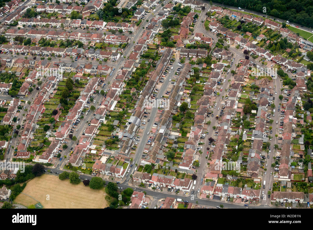 Vue de dessus du logement, de l'East London, UK Banque D'Images