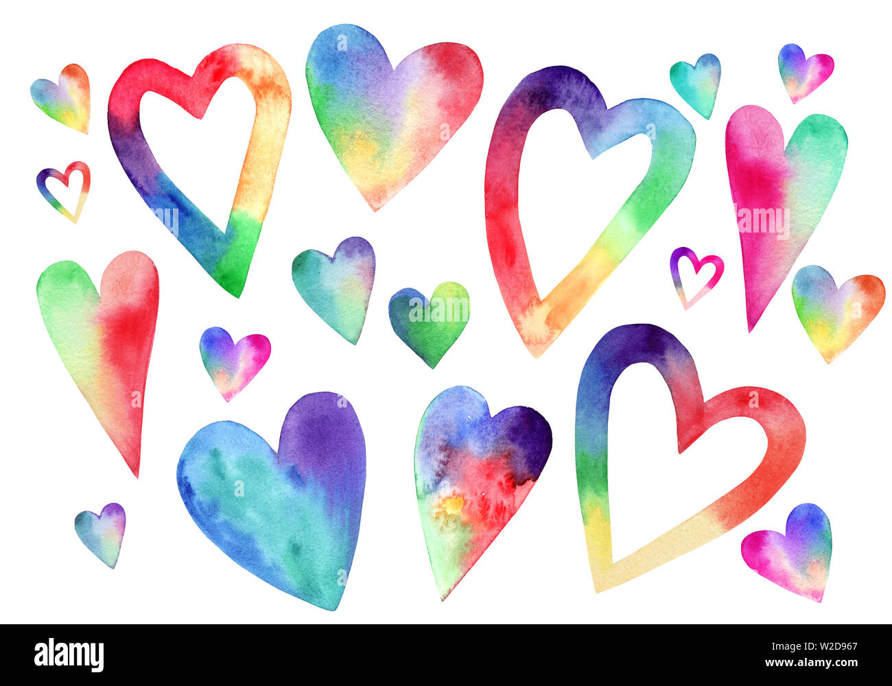 L Aquarelle A La Main Coeur Rainbow Set Isole Sur Fond Blanc La Conception Romantique De L Element D Invitation De Mariage Carte De Saint Valentin Photo Stock Alamy