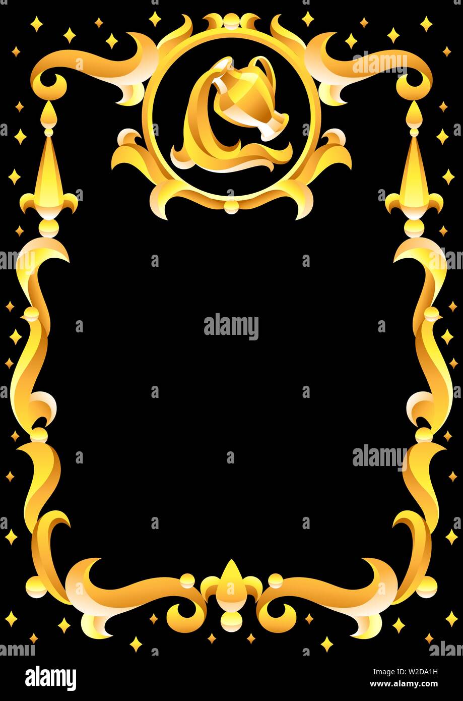 Verseau signe du zodiaque avec cadre doré. Symbole de l'horoscope. Illustration de Vecteur