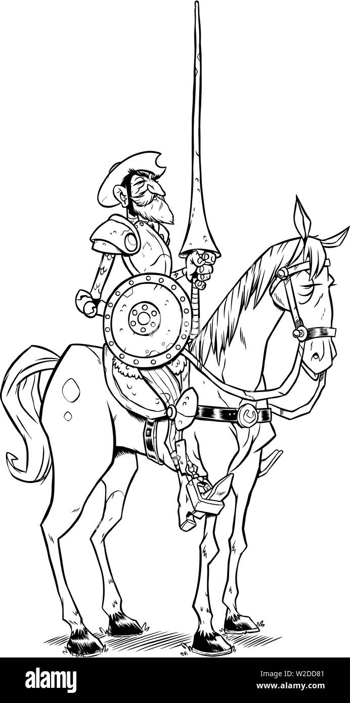 Art de la ligne de Don Quichotte Illustration de Vecteur