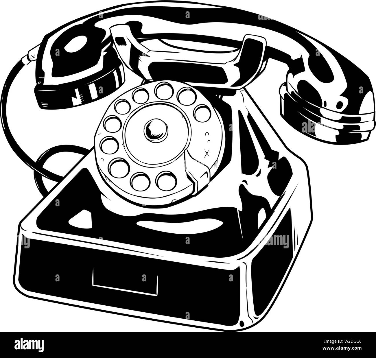 Ancien Téléphone Line Art Illustration de Vecteur