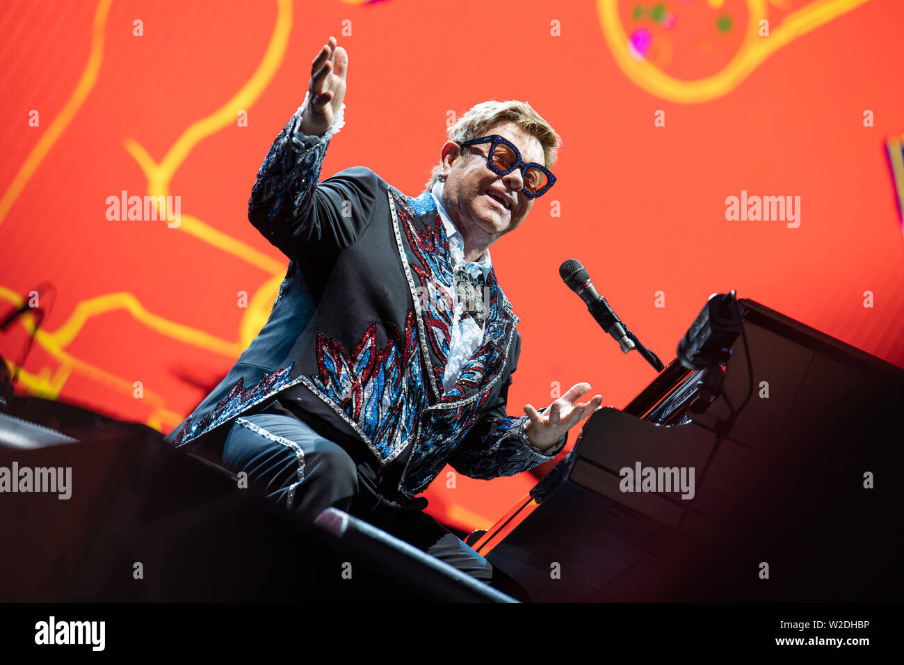 LUCCA, ITALIE. 07 juillet , 2019 st. Elton John en concert . Stefano Dalle Luche / Alamy Live News. Banque D'Images
