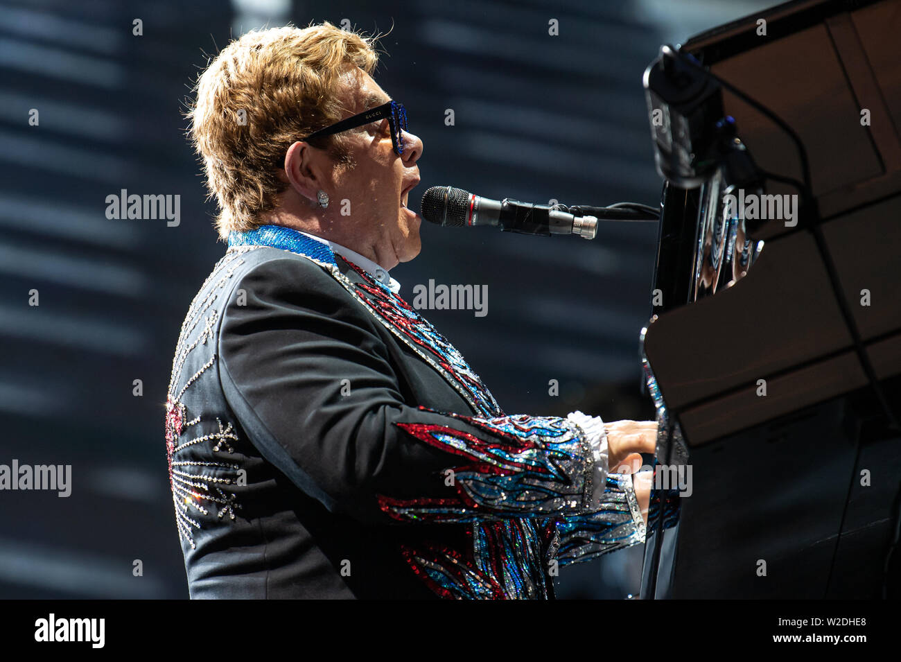 LUCCA, ITALIE. 07 juillet , 2019 st. Elton John en concert . Stefano Dalle Luche / Alamy Live News. Banque D'Images
