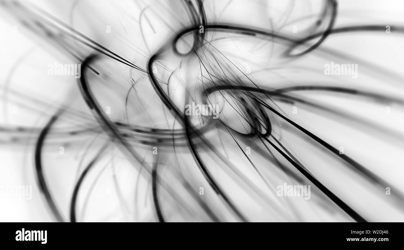 La matière noire et l'énergie des courbes dans l'espace, abstrait noir et blanc carte d'intensité, rendu 3D Banque D'Images
