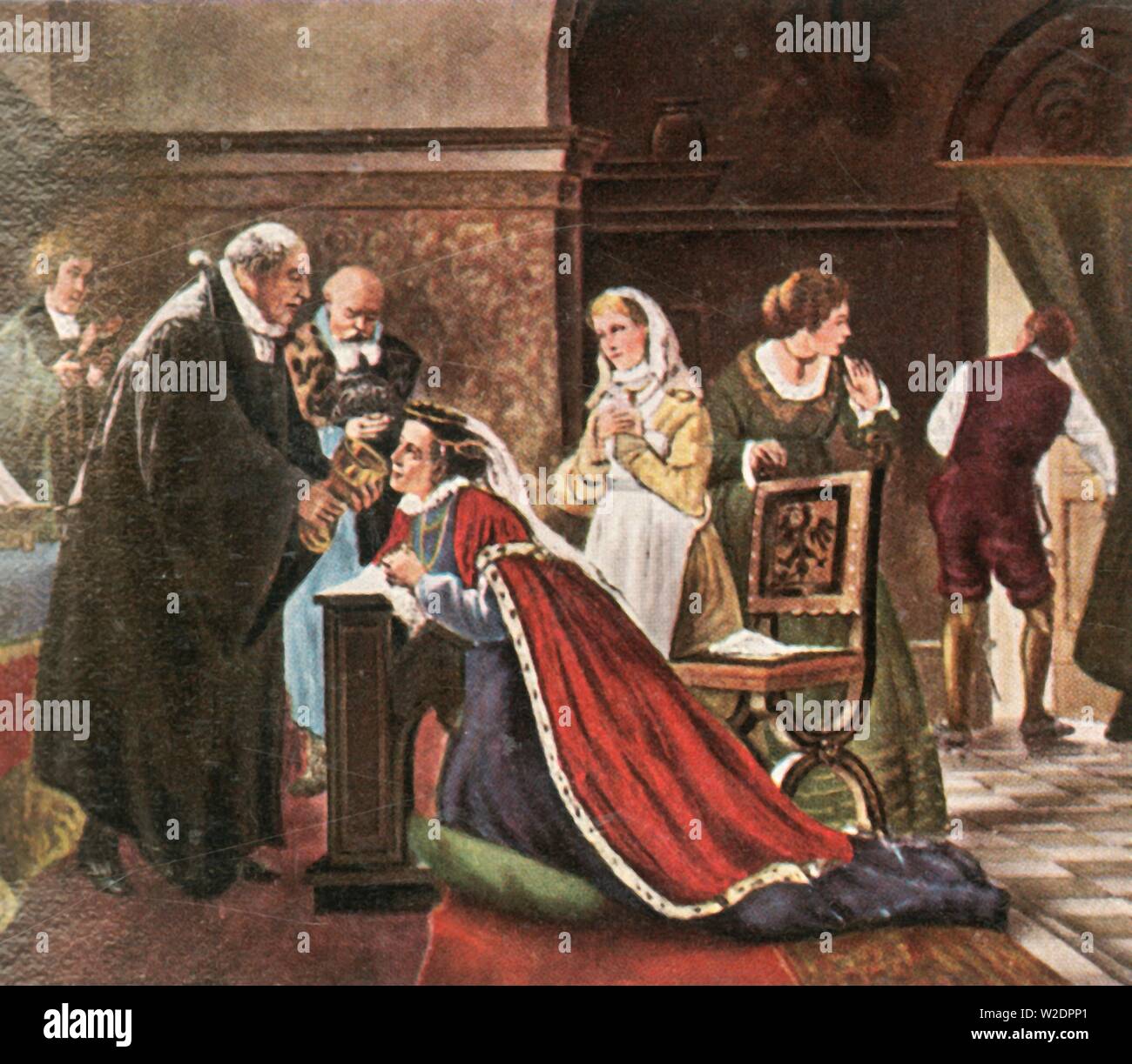 Électrice Elisabeth prend la communion après le culte protestant, (1936). Créateur : Inconnu. Banque D'Images