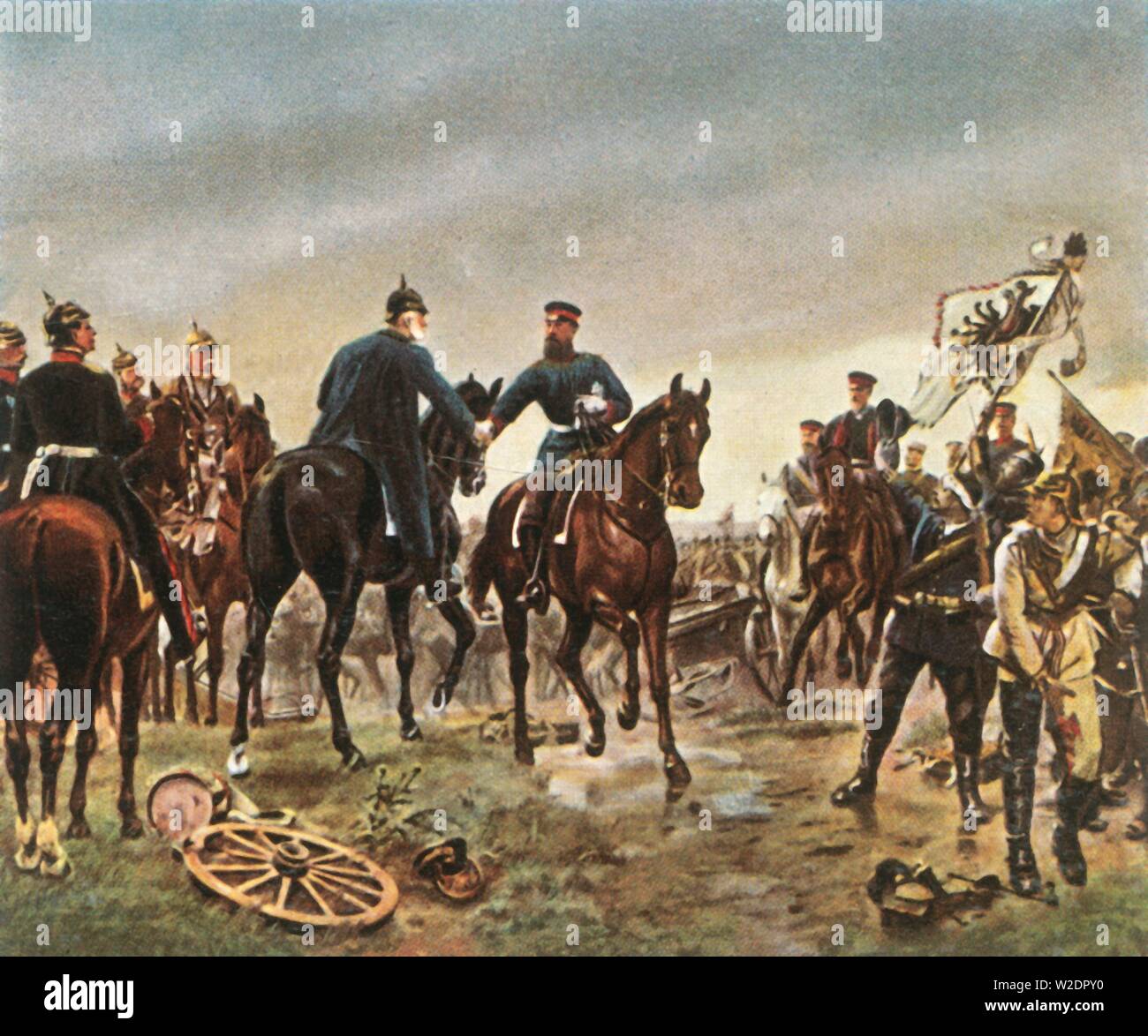 Réunion du roi Guillaume I et le Prince Friedrich Wilhelm à¶niggrÃ¤...KÃ tz, 3 juillet 1866, (1936). Créateur : Inconnu. Banque D'Images