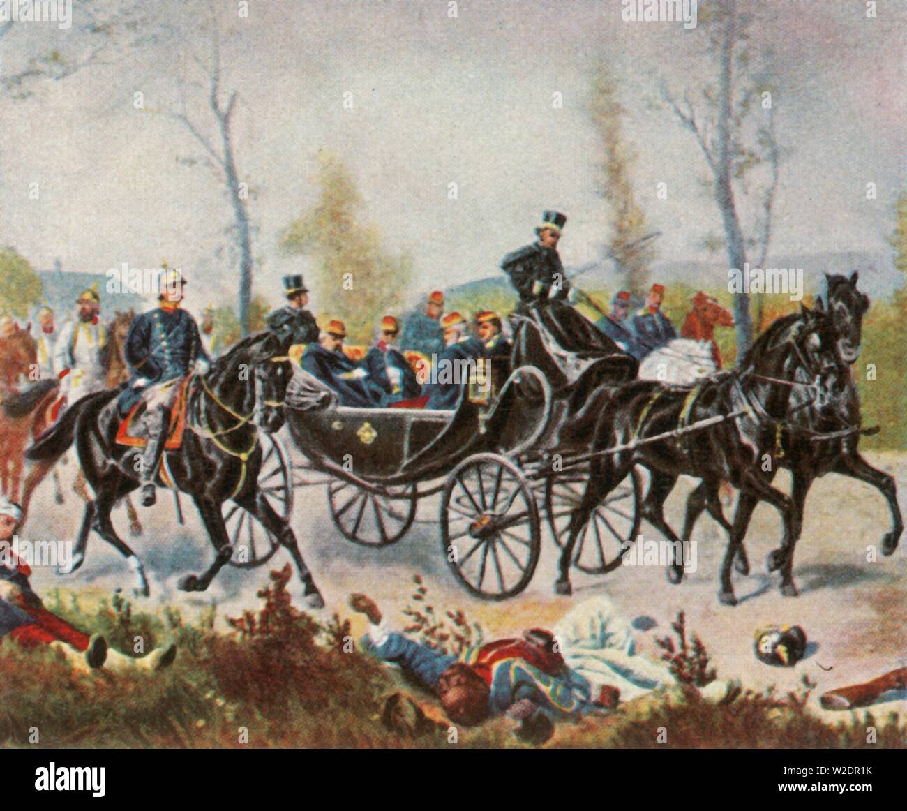 L'Empereur Napoléon est pris pour voir le roi par Bismarck, le 2 septembre 1870, (1936). Créateur : Inconnu. Banque D'Images