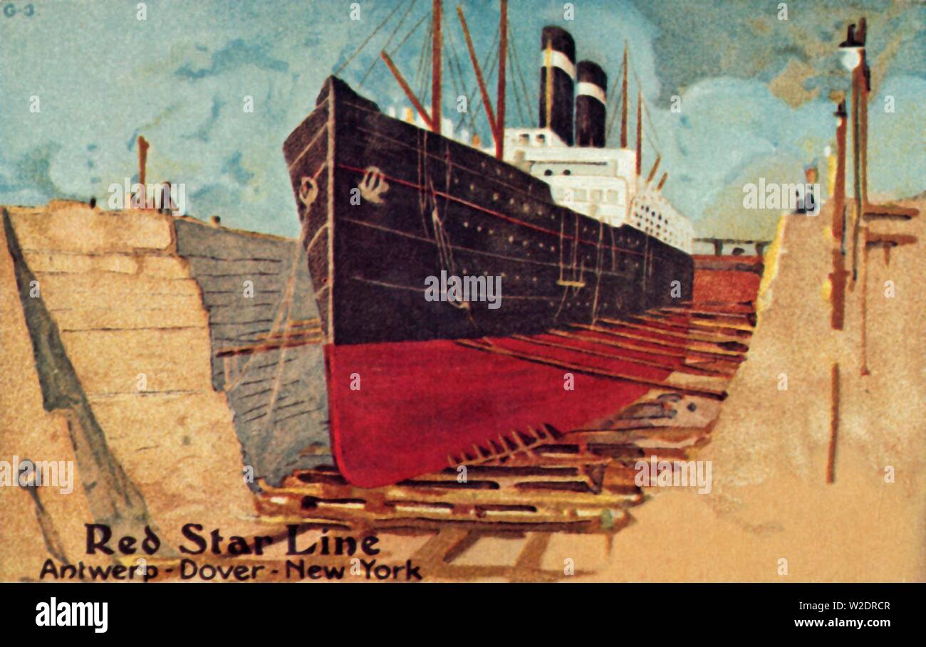Red Star liner en cale sèche pour réparation, c1905. Créateur : Inconnu. Banque D'Images
