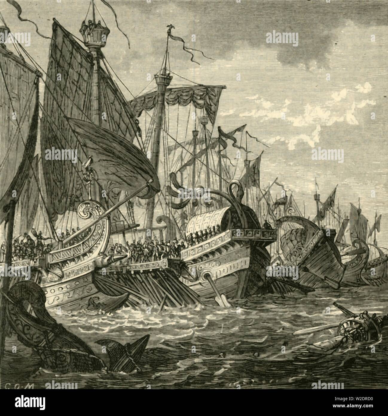 'La Bataille navale au large du taximètre', 1890. Créateur : Inconnu. Banque D'Images