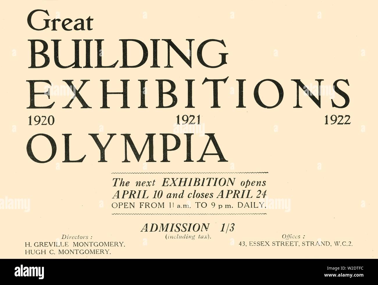 'Grande Exposition de construction - Olympia', 1920. Créateur : Inconnu. Banque D'Images