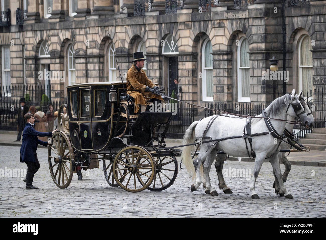 Les scènes sont filmées à Julian Fellowes' nouvelle période 'Théâtre' de Belgravia à Édimbourg Moray du lieu. Banque D'Images
