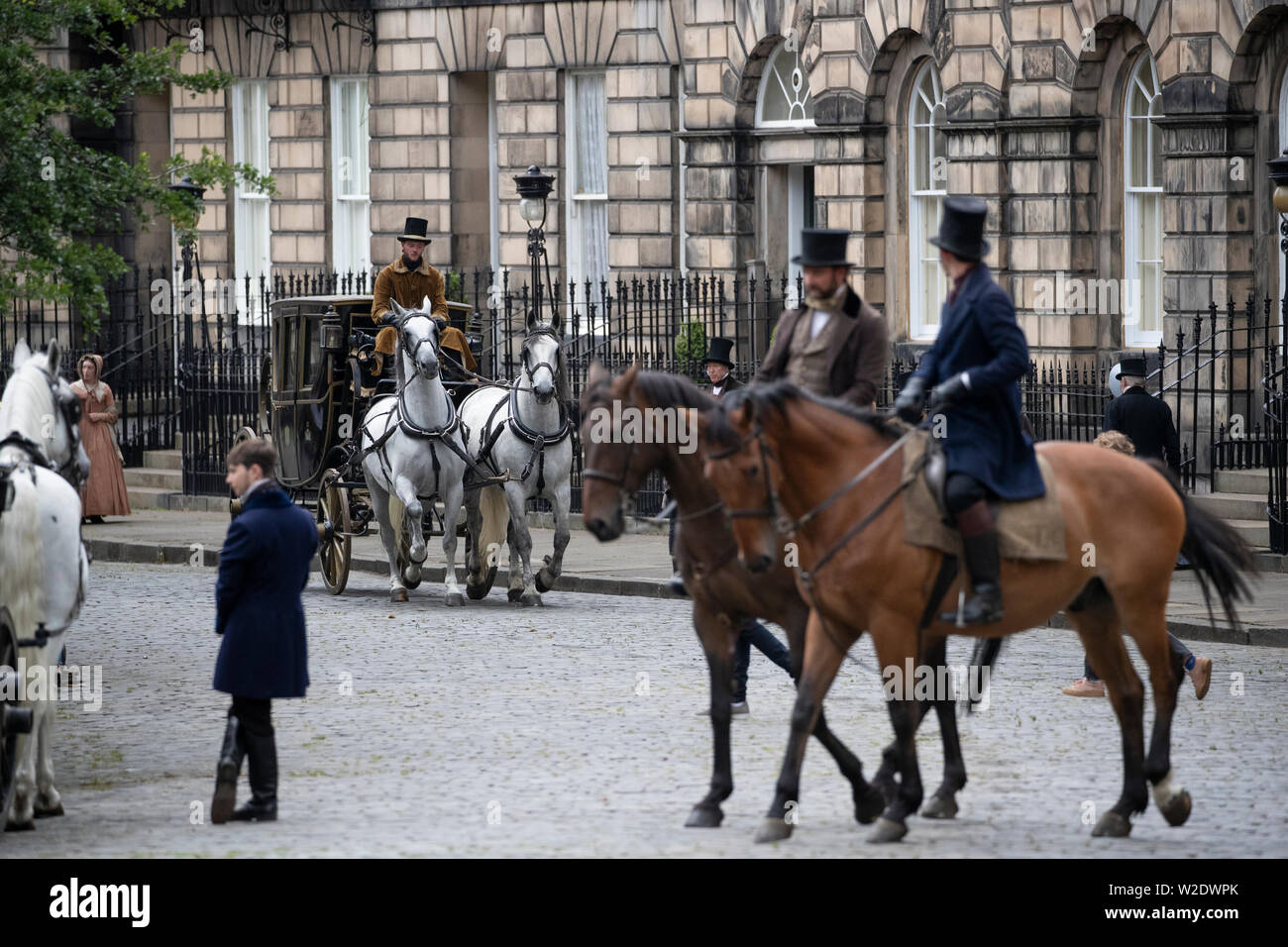 Les scènes sont filmées à Julian Fellowes' nouvelle période 'Théâtre' de Belgravia à Édimbourg Moray du lieu. Banque D'Images