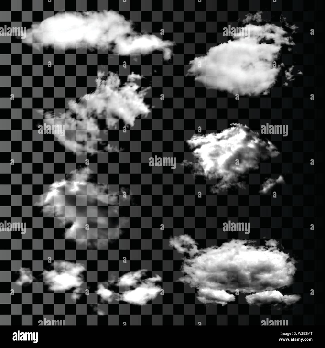 Jeu de transparents et réalistes, les nuages isolés Illustration de Vecteur