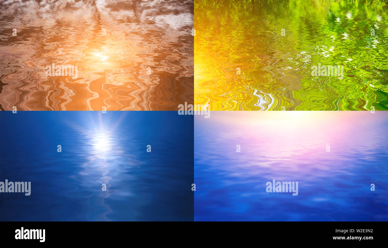 Quatre paysages naturels reflètent dans l'eau Banque D'Images