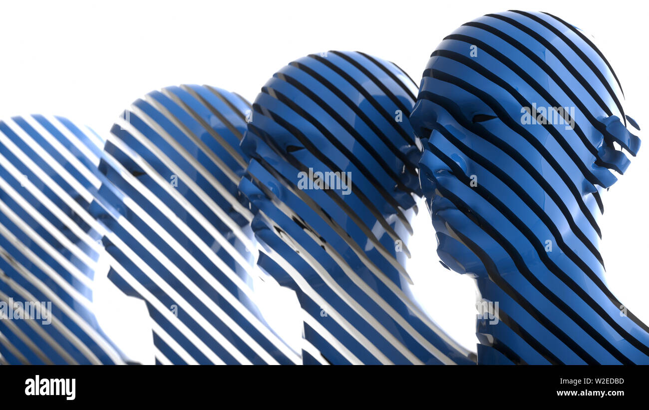 3D render. Silhouettes humanoïdes clonage Banque D'Images