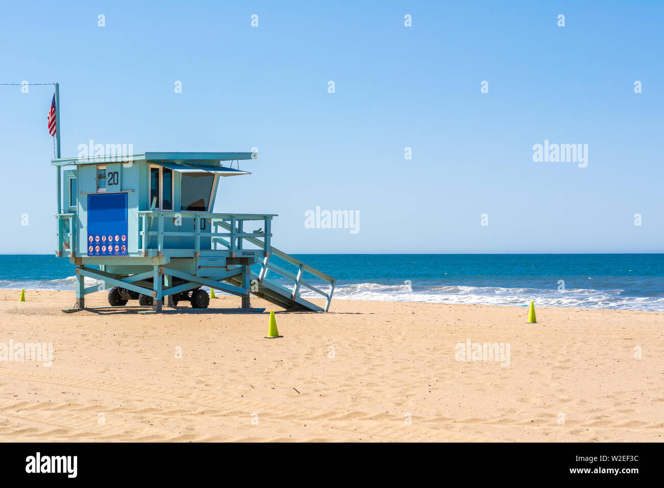 Lifeguard tower à la plage de Santa Monica en Californie, USA Banque D'Images
