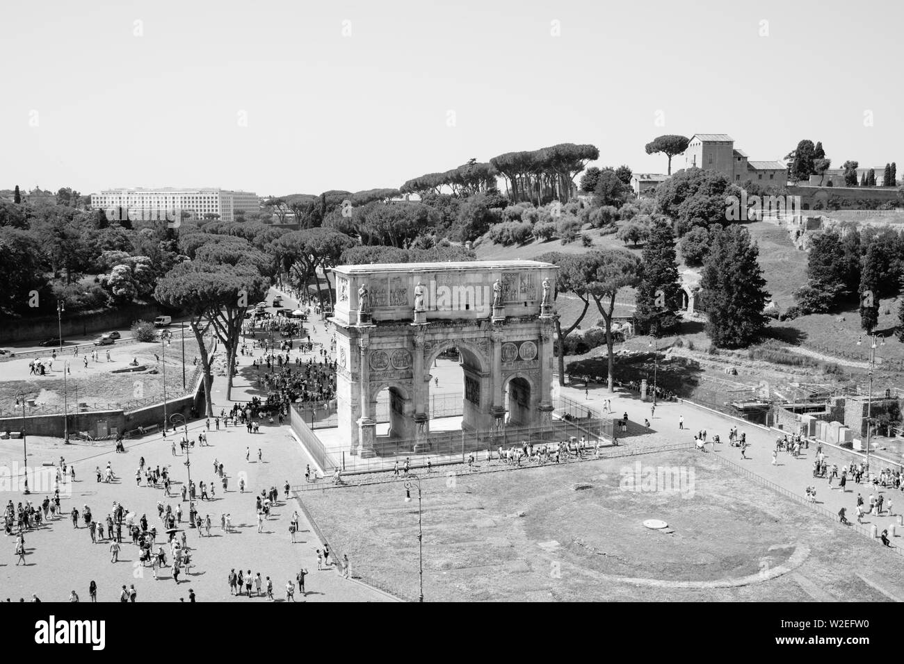 Rome, Italie - 20 juin 2018 : Arc de triomphe de Constantin à Rome, situé entre le Colisée et le Palatin Banque D'Images