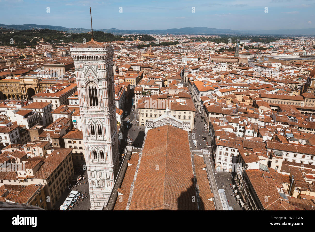 Vue Aérienne Vue panoramique de la ville de Florence et Giotto's Campanile campanile qui fait partie du complexe de la cathédrale de Florence (Cattedrale di Santa Maria de Banque D'Images