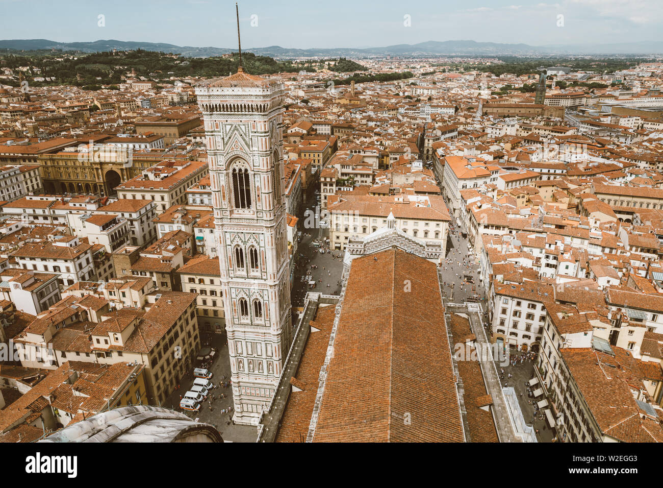 Vue Aérienne Vue panoramique de la ville de Florence et Giotto's Campanile campanile qui fait partie du complexe de la cathédrale de Florence (Cattedrale di Santa Maria de Banque D'Images