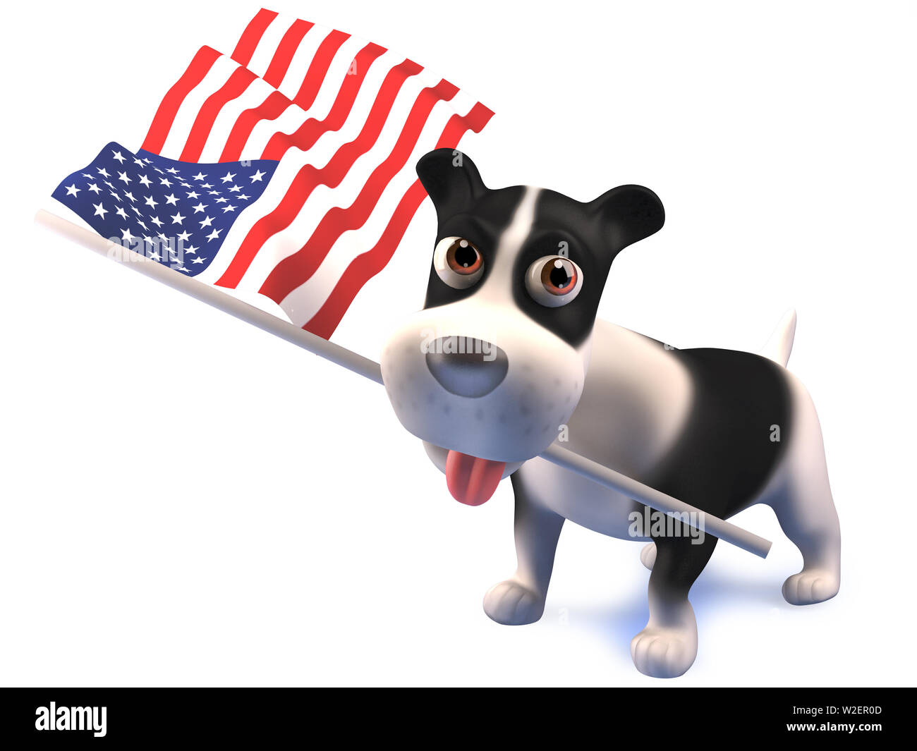 Cool puppy dog tient le drapeau américain, rendu 3d illustration Banque D'Images