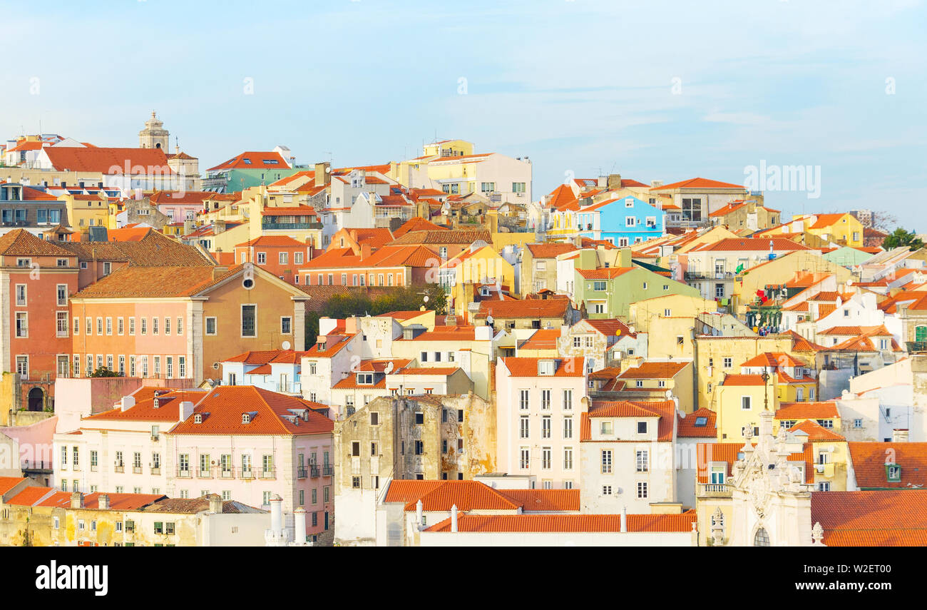 Panorama de la vieille ville de Lisbonne. Lisbonne, Portugal Banque D'Images