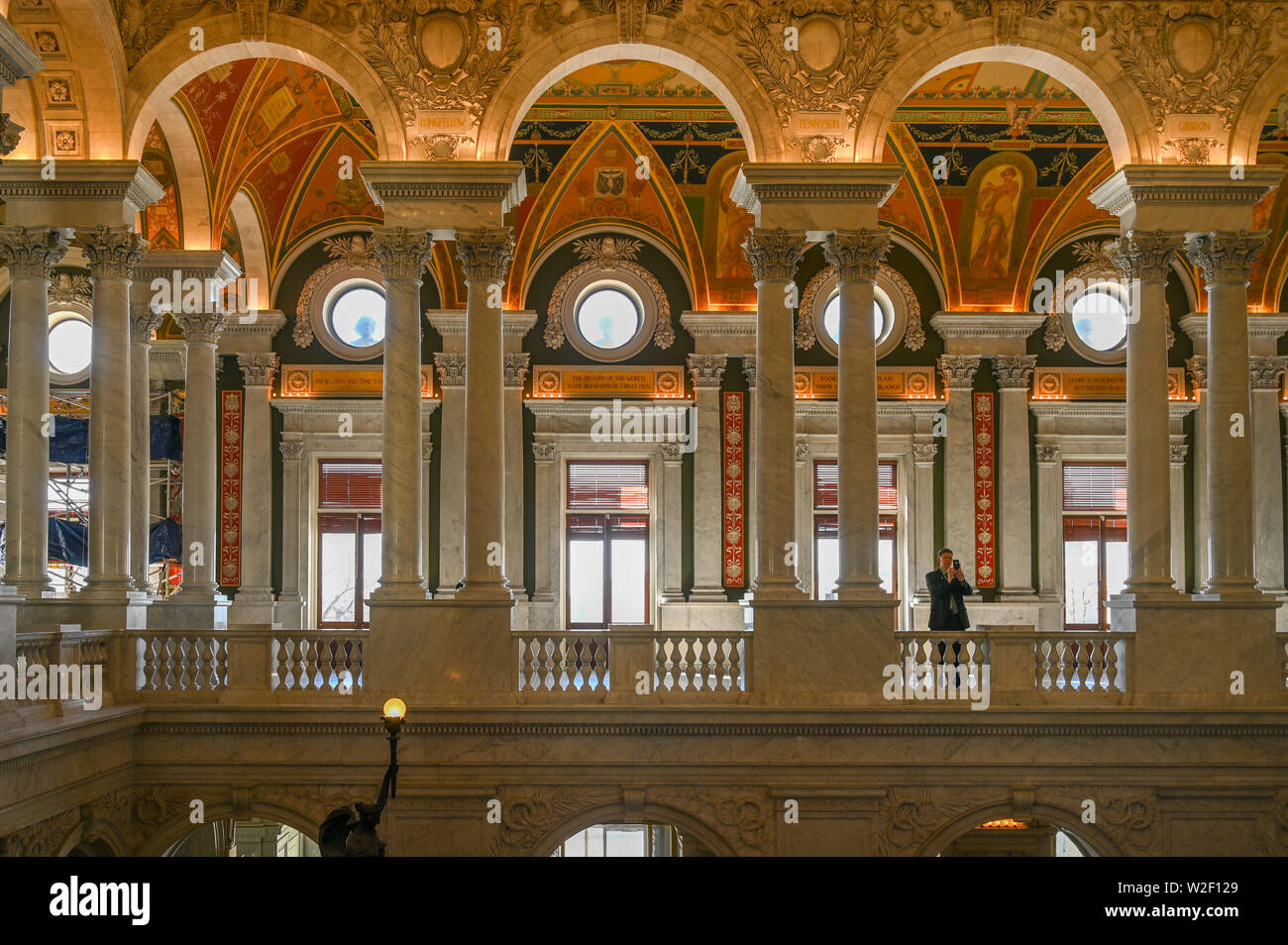 Bibliothèque du Congrès au Capitole. La bibliothèque abrite 167 millions d'articles dont plus de 30 millions de livres. Banque D'Images