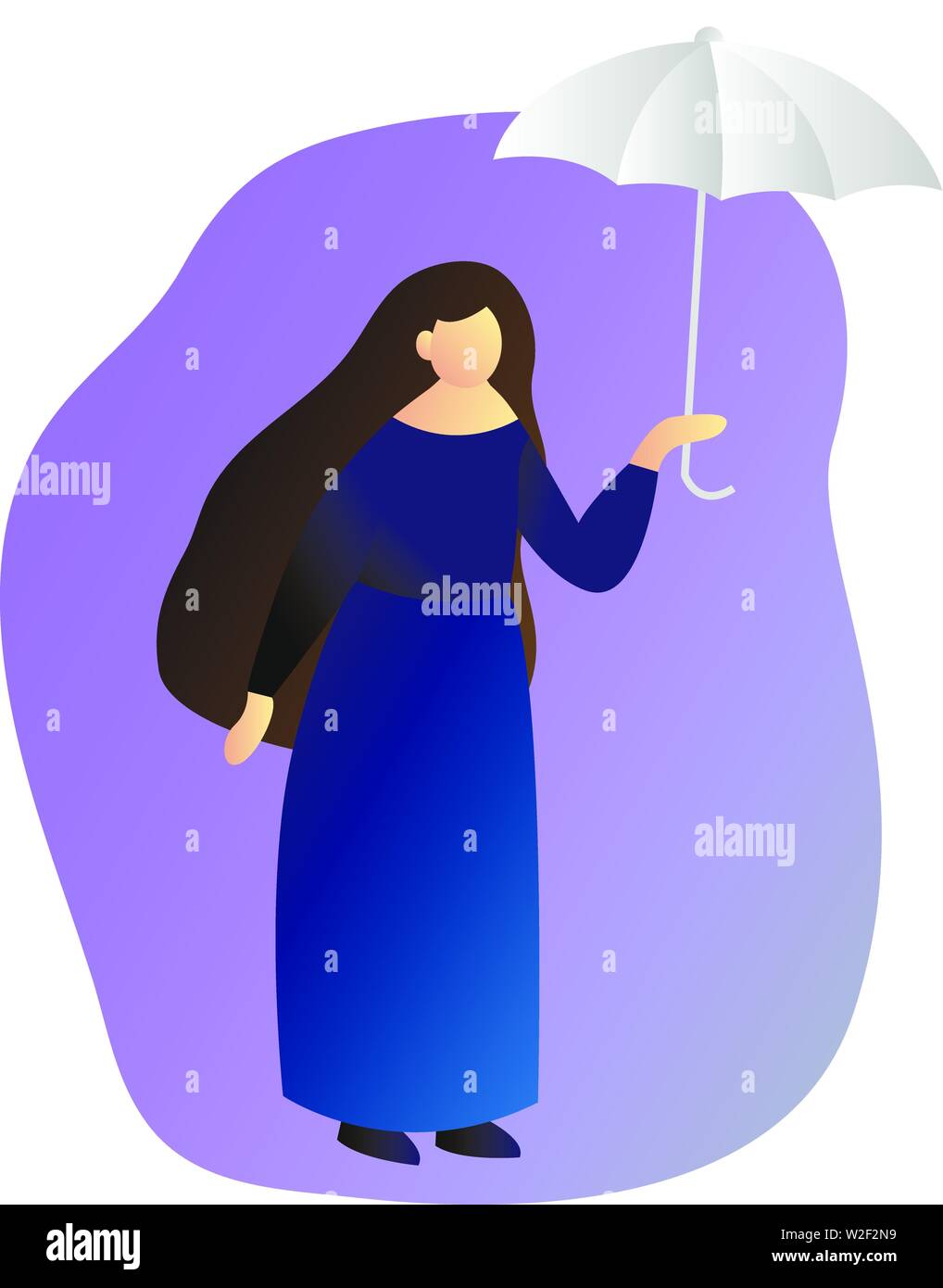 Une femme en pleine croissance permanent, sous un parapluie. Profil d'une fille. Vector illustration télévision Illustration de Vecteur
