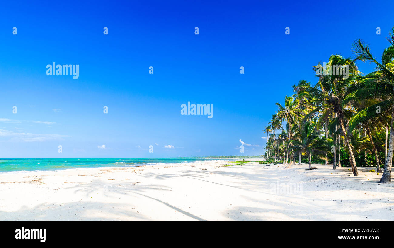 Vue sur plage tropicale des Caraïbes par Palomino en Colombie Banque D'Images