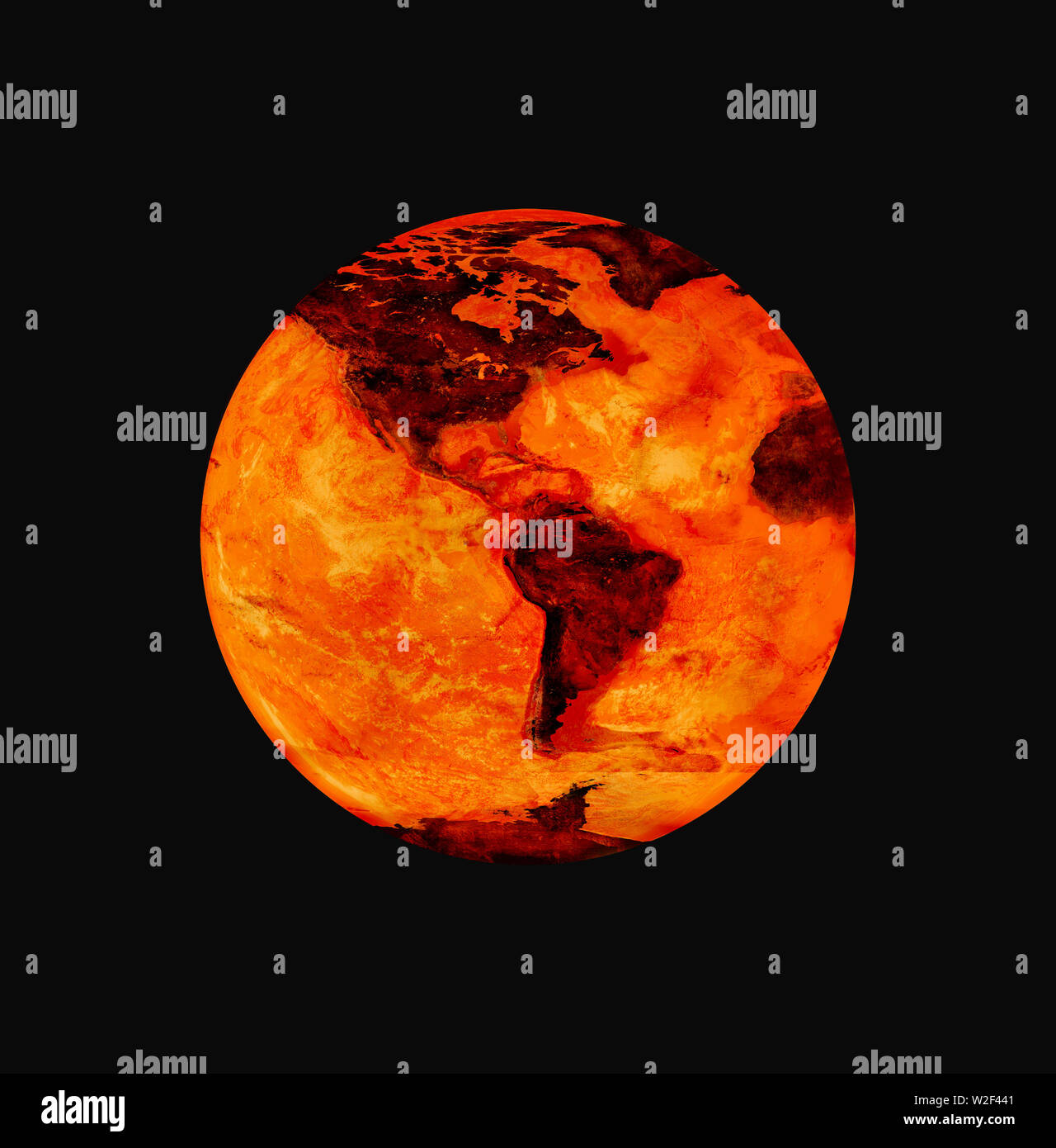 Globe terre en feu - version avec glowing (éléments fournis par la NASA) Banque D'Images