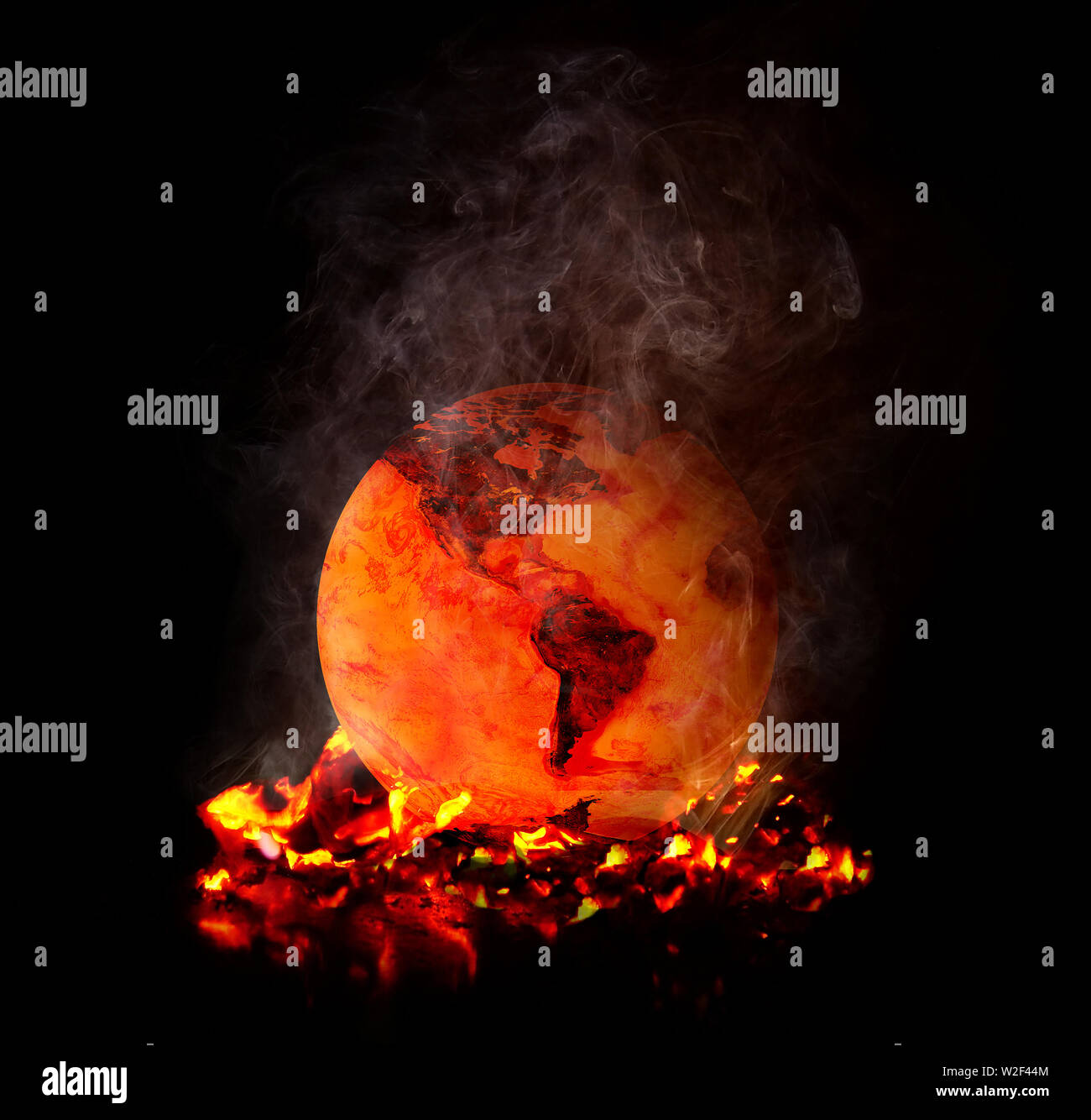 Globe terre en feu - version avec glowing (éléments fournis par la NASA) Banque D'Images