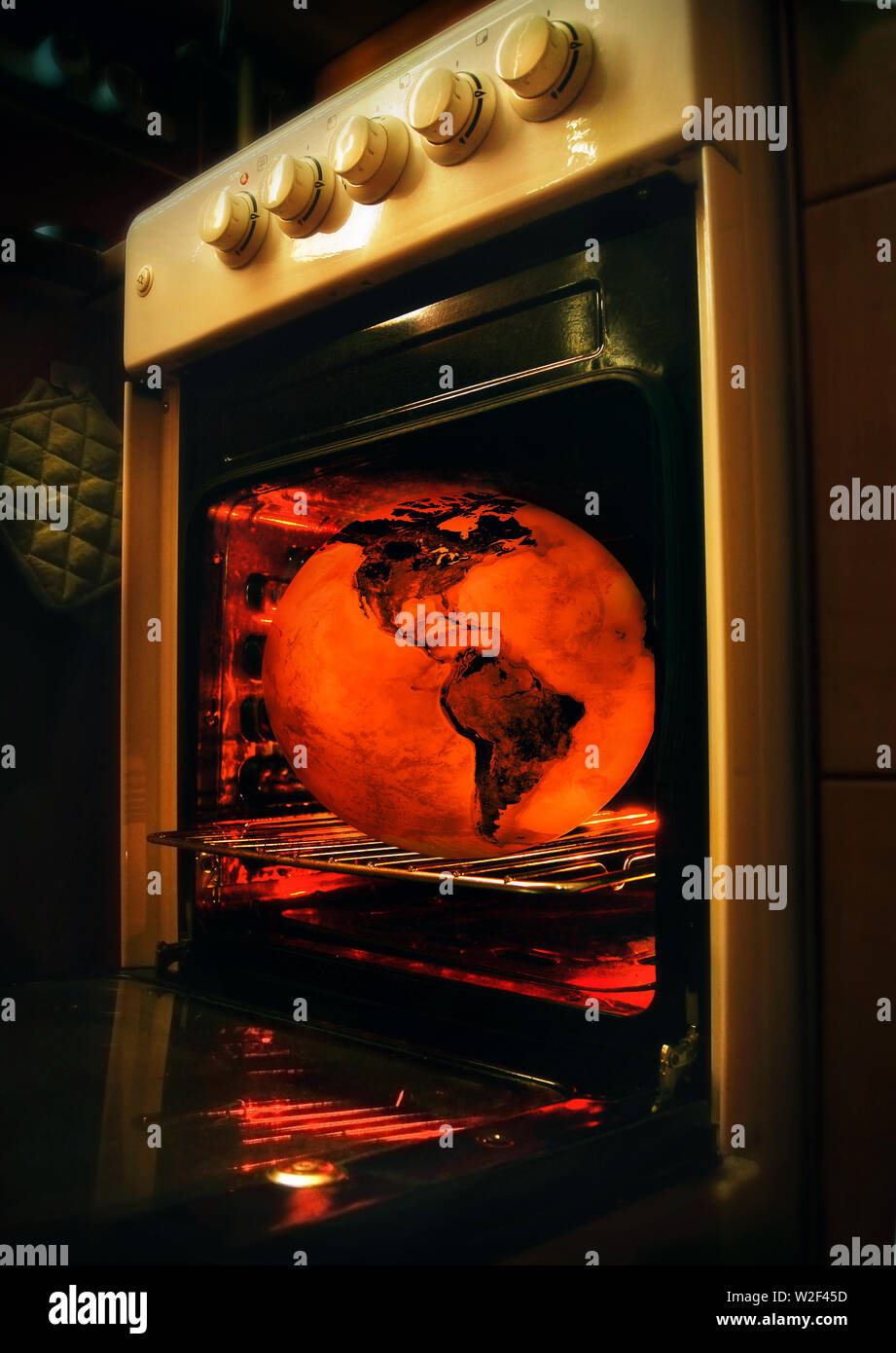 Globe terre en feu - version avec glowing (éléments fournis par la NASA) Banque D'Images