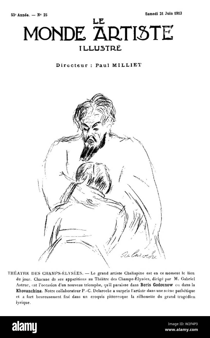 Par Chaliapine Paul-Charles Delaroche, 21 juin 1913. Banque D'Images
