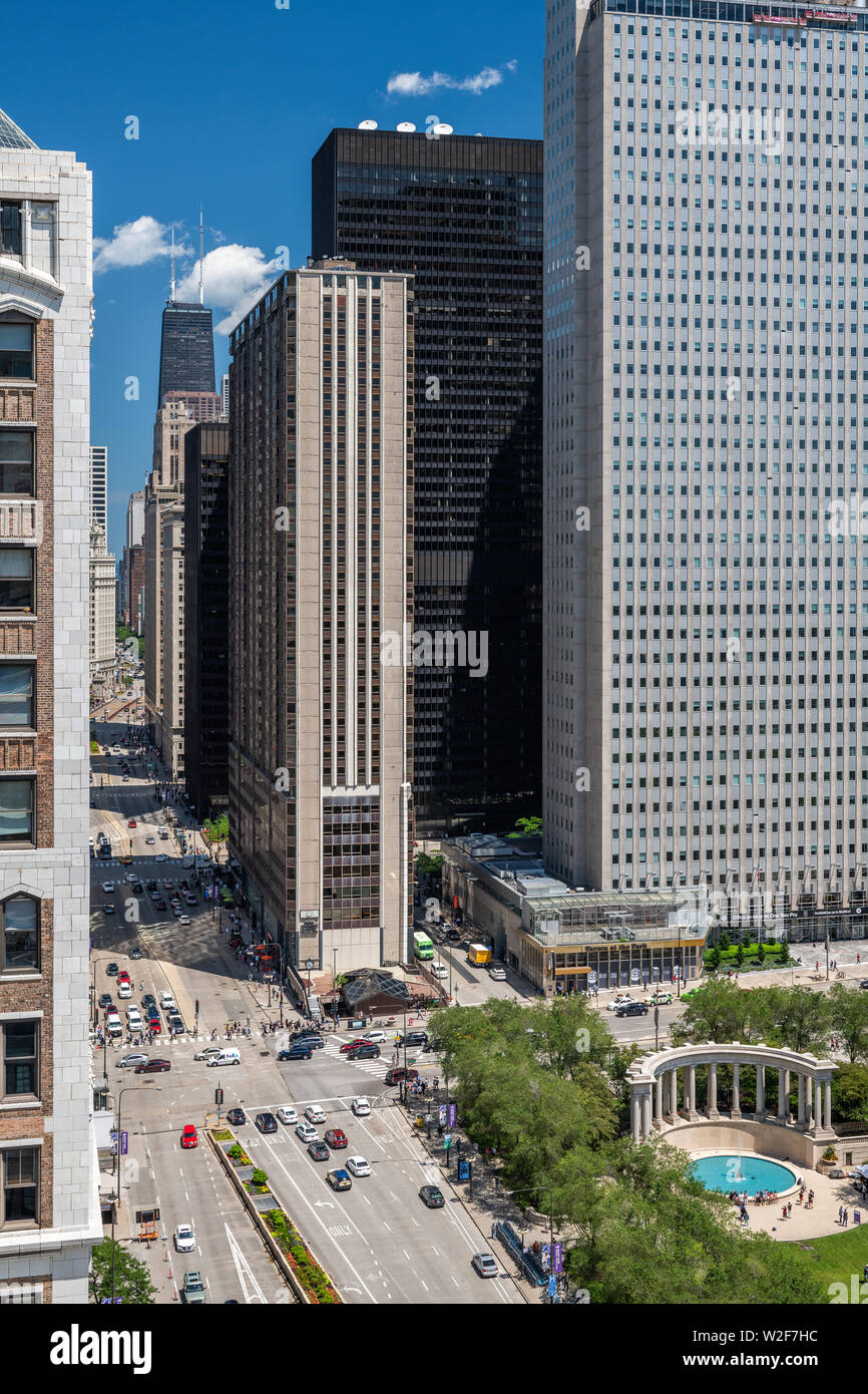 Vue aérienne des bâtiments dans le centre-ville de Chicago Banque D'Images