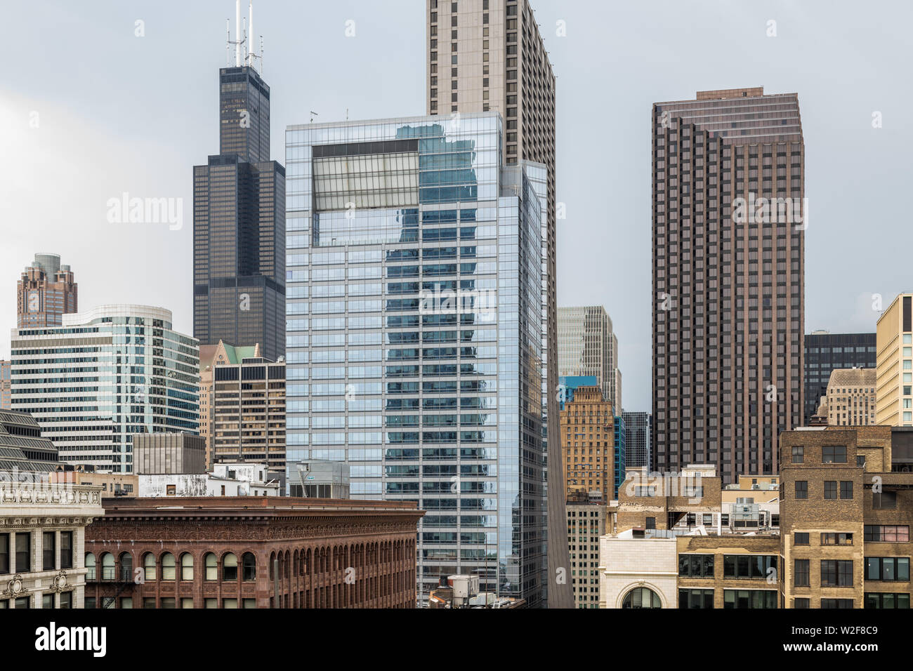 Vue aérienne des bâtiments dans le centre-ville de Chicago Banque D'Images