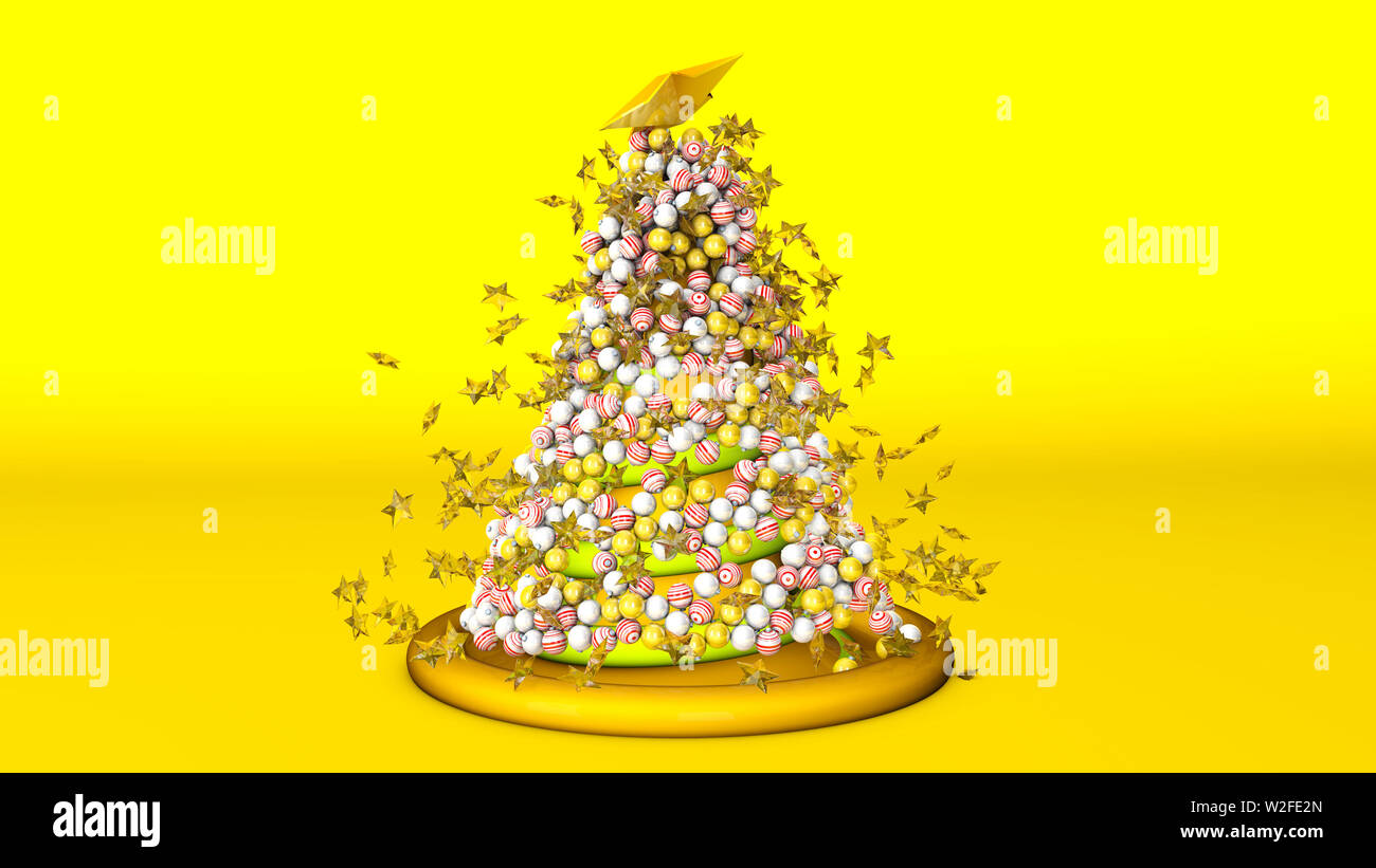 Rendu 3D Illustration d'un arbre de Noël. Banque D'Images