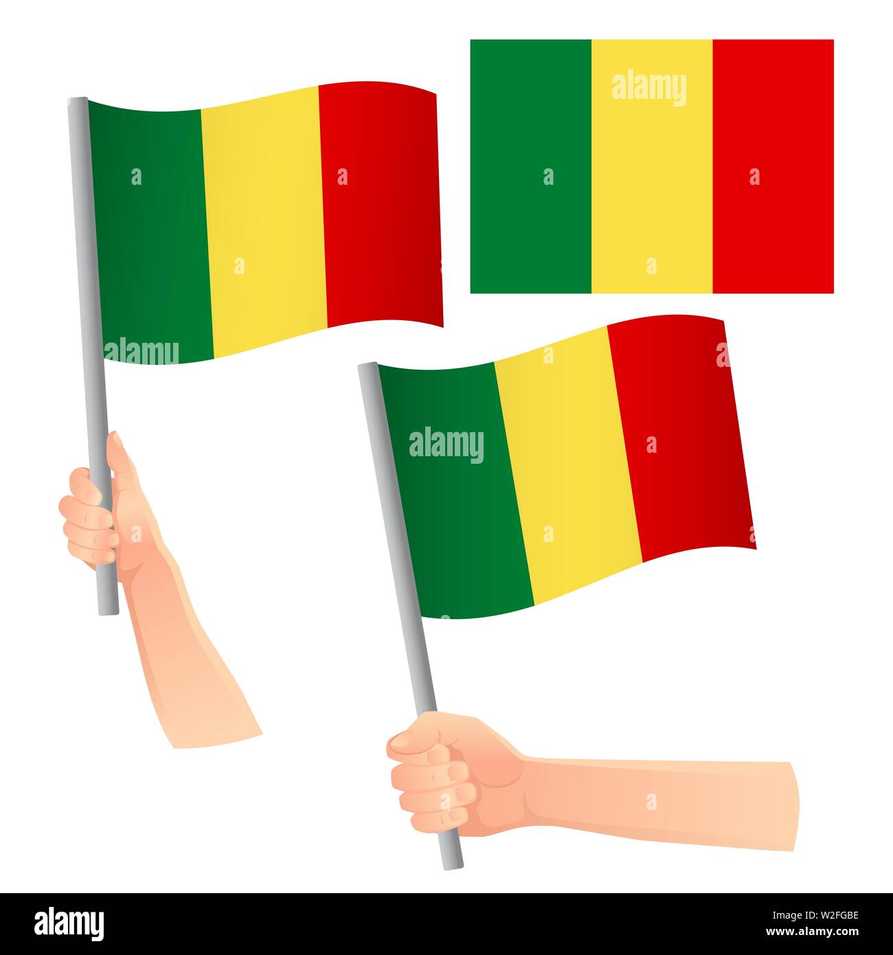 Mali drapeau dans la main. Contexte patriotique. Drapeau national du Mali illustration Banque D'Images