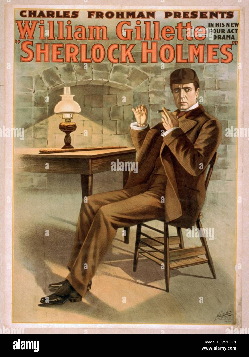 Charles Frohman présente William Gillette dans sa nouvelle loi sur les quatre pièces de théâtre, Sherlock Holmes Banque D'Images