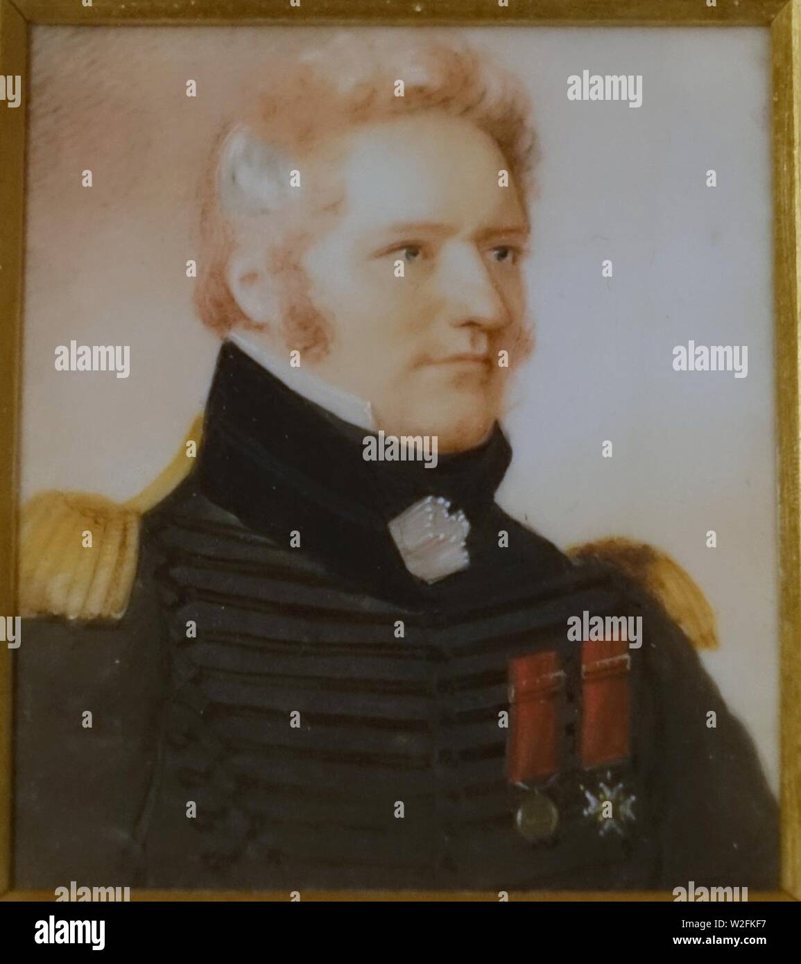 Charles-Michel d'Irumberry de Salaberry (1778-1829), par Anson Dickinson, 1825, aquarelle sur ivoire - Château Ramezay - Montréal, Canada - Banque D'Images