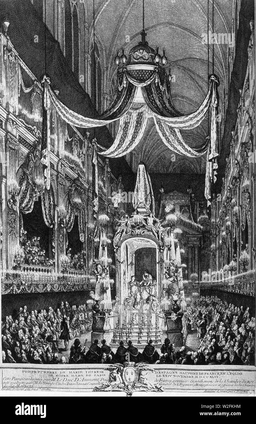 Charles-Nicolas Cochin (II) - Les funérailles de l'apparat de la Dauphine, Marie-Thérèse d'Espagne - Banque D'Images